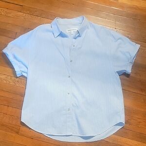 Aritzia Denim Forum The Jane Shirt, Size M, Indigo Pinstripe